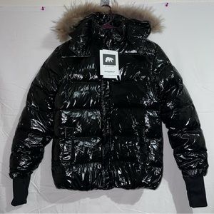 CREATMO US Girl's Kids Metallic Shiny Jacket with Detachable Fur size 6XL